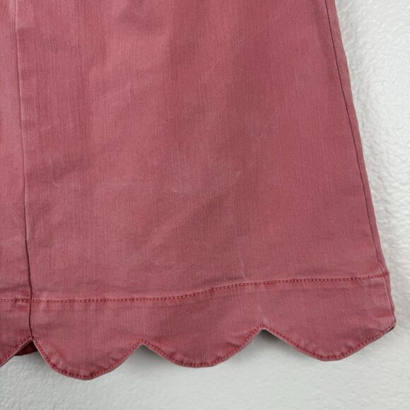 C EST. 1946 Denim Button Front Scalloped Mini Skirt Stretch Pockets Pink Coral 6 - Picture 12 of 15